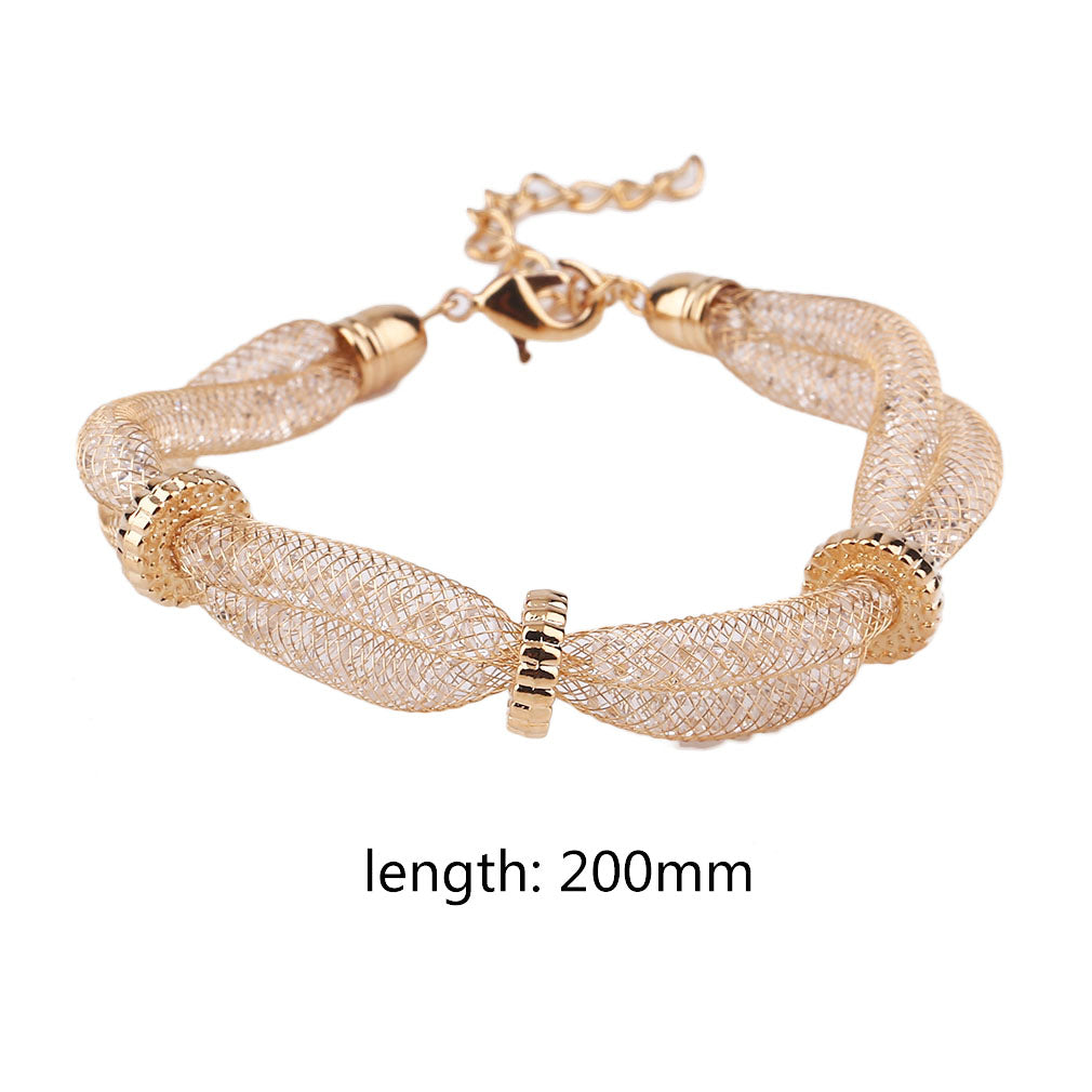 Gold Crystal Mesh Bracelet - trinkets.pk