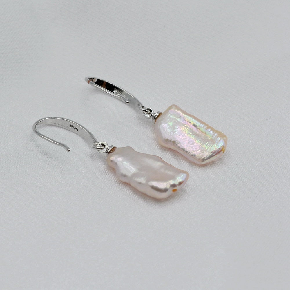 Baroque Pink Freshwater Pearl Earrings - trinkets.pk