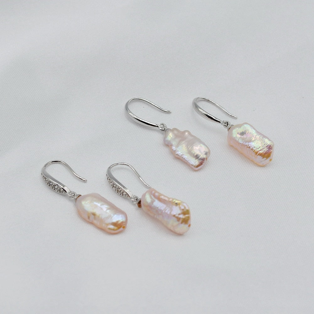 Baroque Pink Freshwater Pearl Earrings - trinkets.pk