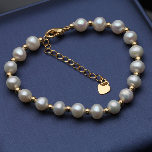 Natural Freshwater Pearl White Bracelet - trinkets.pk