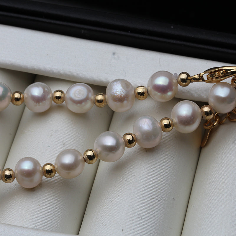 Natural Freshwater Pearl White Bracelet - trinkets.pk