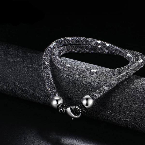 Black Crystal Mesh Bracelet - trinkets.pk