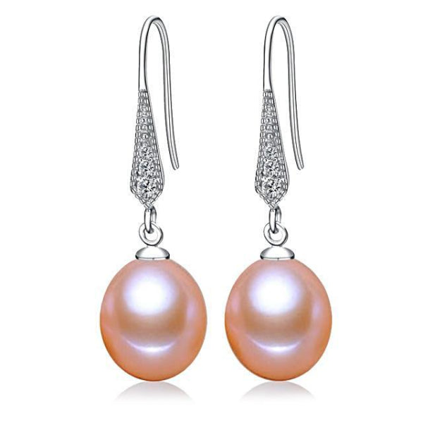 Freshwater Pearl Drop Earrings Pink - trinkets.pk