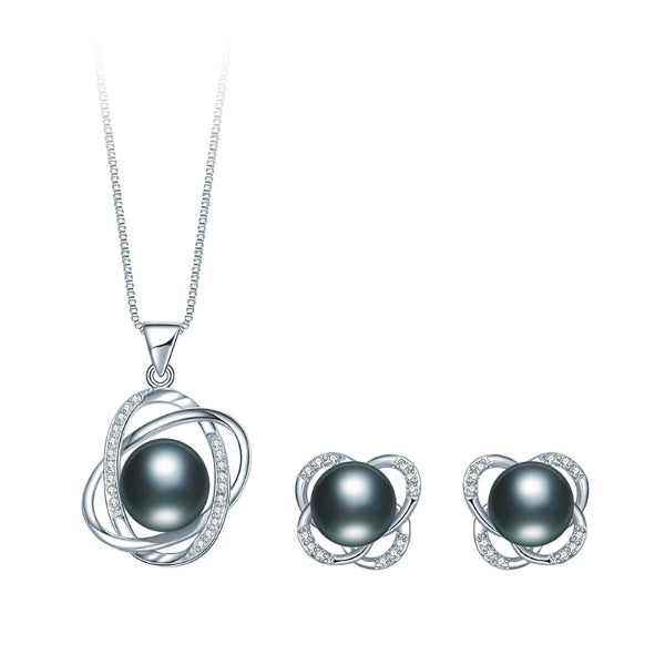 Sterling Silver Freshwater Pearl Necklace And Earring Set - trinkets.pk