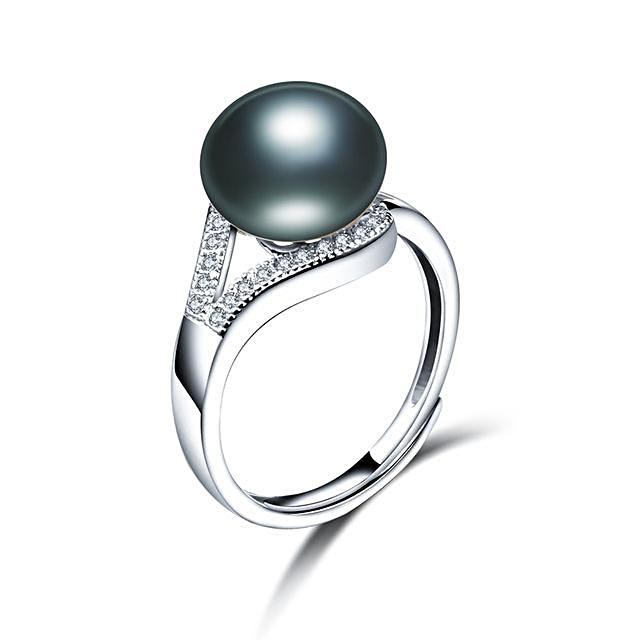 Bold Black-Luxury Freshwater Pearl Ring - trinkets.pk