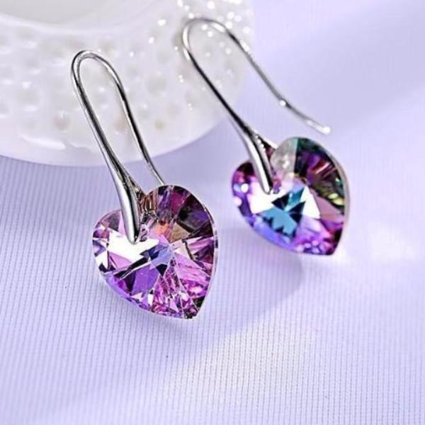 Crystal Heart Drop Earrings - trinkets.pk