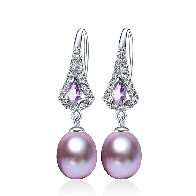 Freshwater Pearl Crystal Drop Earrings - trinkets.pk