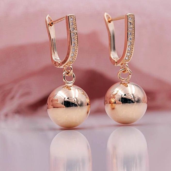 585 Rose Gold Ball Earrings - trinkets.pk