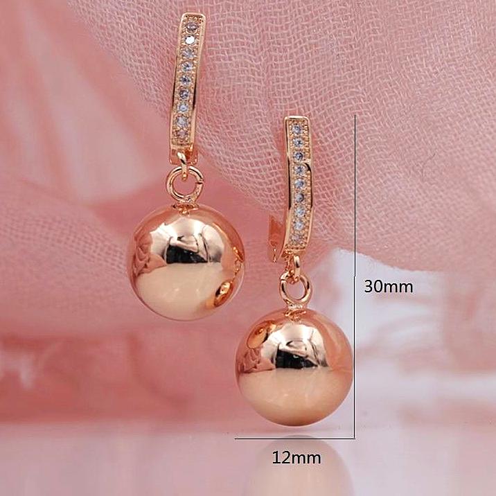 585 Rose Gold Ball Earrings - trinkets.pk