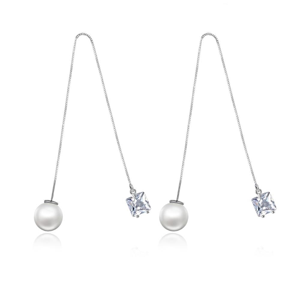 Pearl Drop Cubic Zirconia Earrings - trinkets.pk
