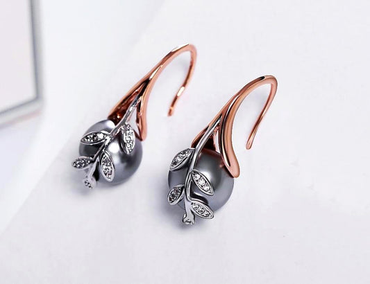 Grey Pearl Pendant & Earrings Jewelry Set - trinkets.pk