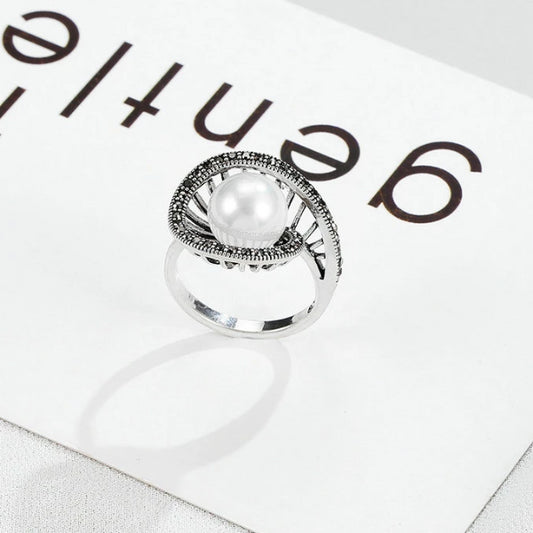 White Pearl Cocktail Ring - trinkets.pk