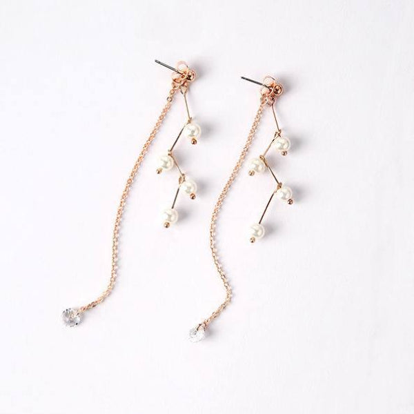 Pearl Drop Tassel Earrings - trinkets.pk
