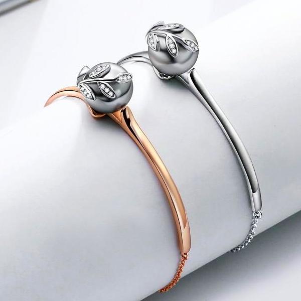 Grey Pearl Rose Gold Bracelet - trinkets.pk