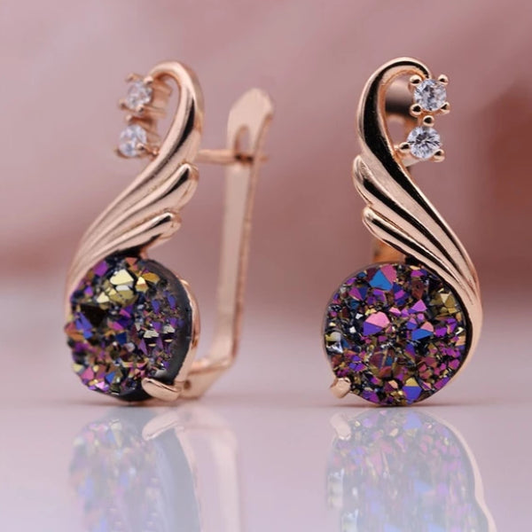 585 Rose Gold Crystal Earrings - trinkets.pk