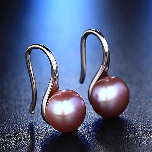 Sterling Silver Freshwater Pearl Earrings Purple - trinkets.pk